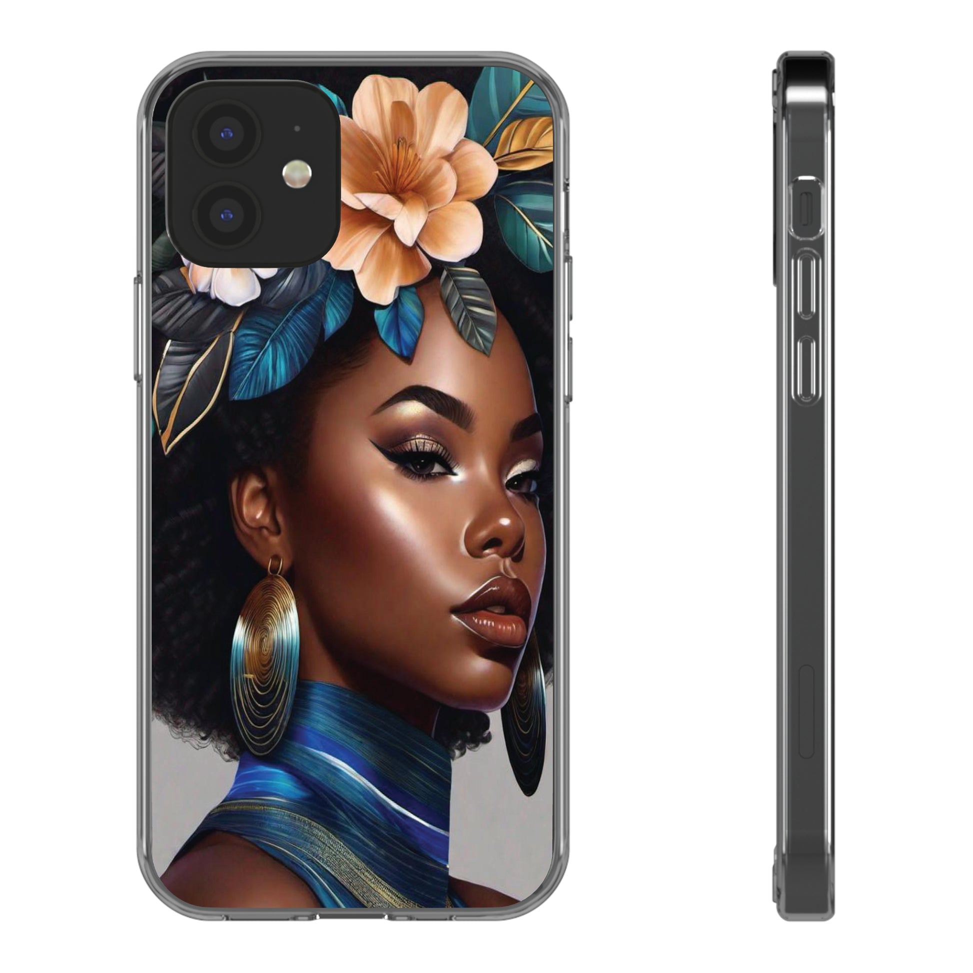 Beauty In Full Bloom | Black Girl Art | Clear Phone Case - Totally Bri LLC