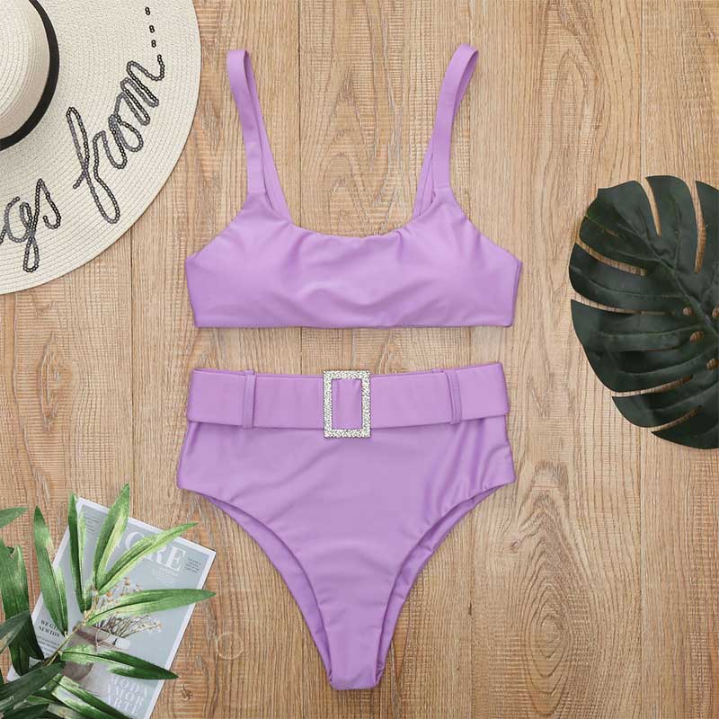 2 - Piece Buckle Front Bikini | High Waist Bikini Swimsuit - Totally Bri LLC