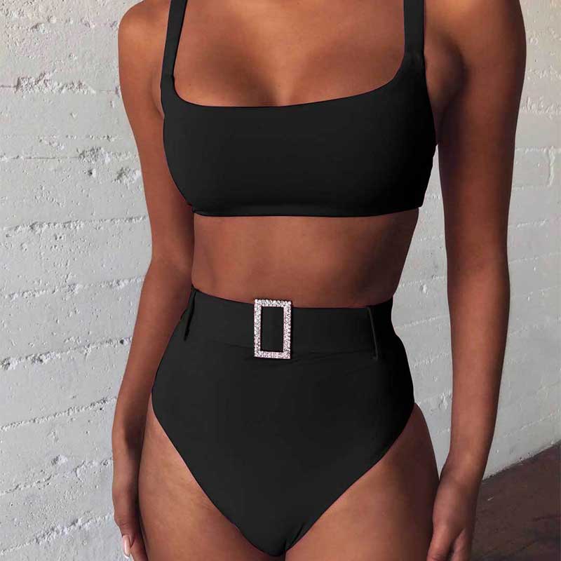 2 - Piece Buckle Front Bikini | High Waist Bikini Swimsuit - Totally Bri LLC