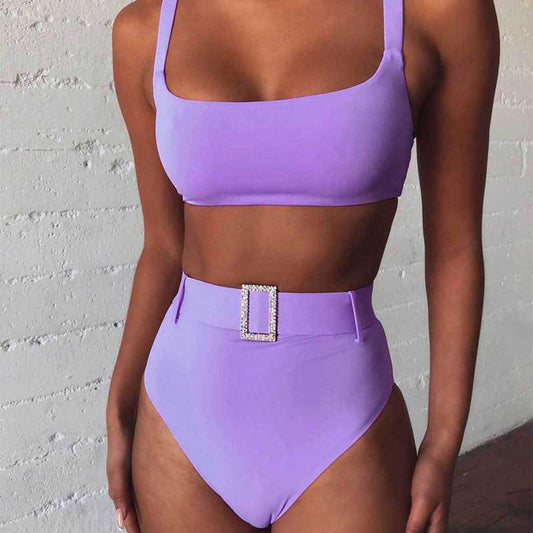 2 - Piece Buckle Front Bikini | High Waist Bikini Swimsuit - 2pc Bikini - Totally Bri LLC