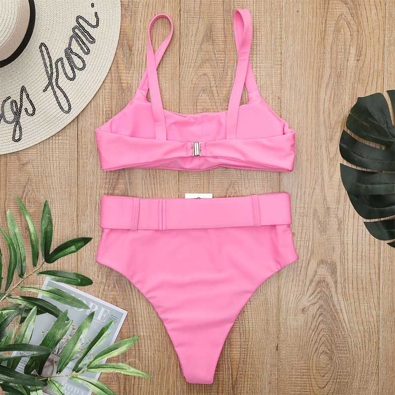 2 - Piece Buckle Front Bikini | High Waist Bikini Swimsuit - Totally Bri LLC