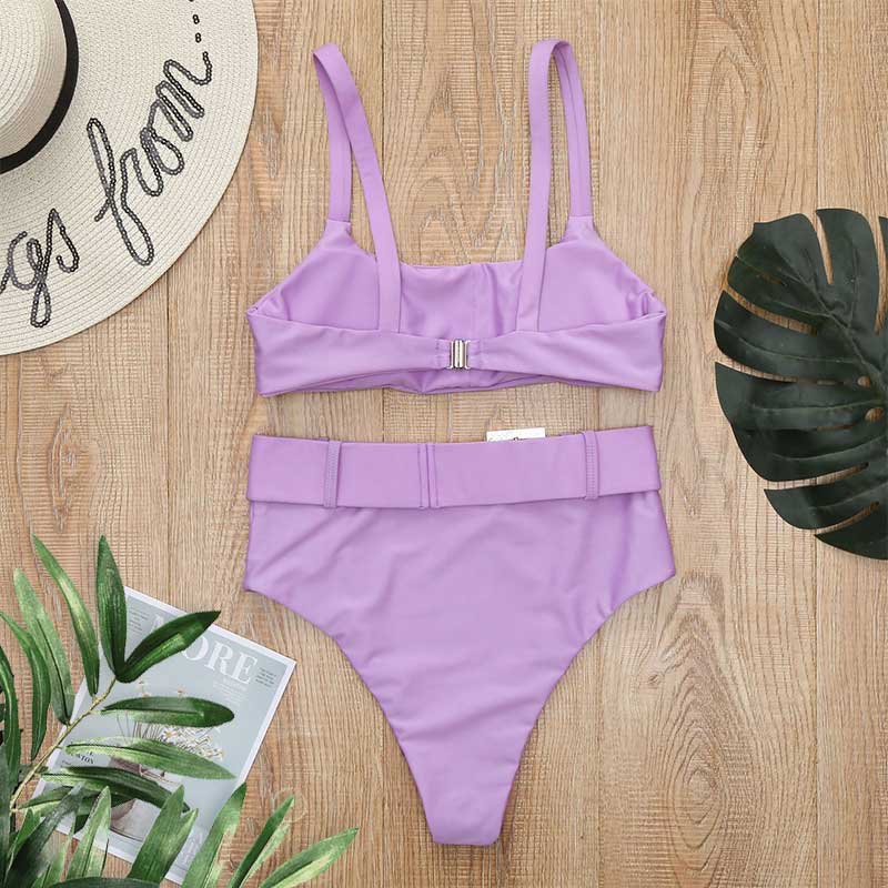 2 - Piece Buckle Front Bikini | High Waist Bikini Swimsuit - Totally Bri LLC