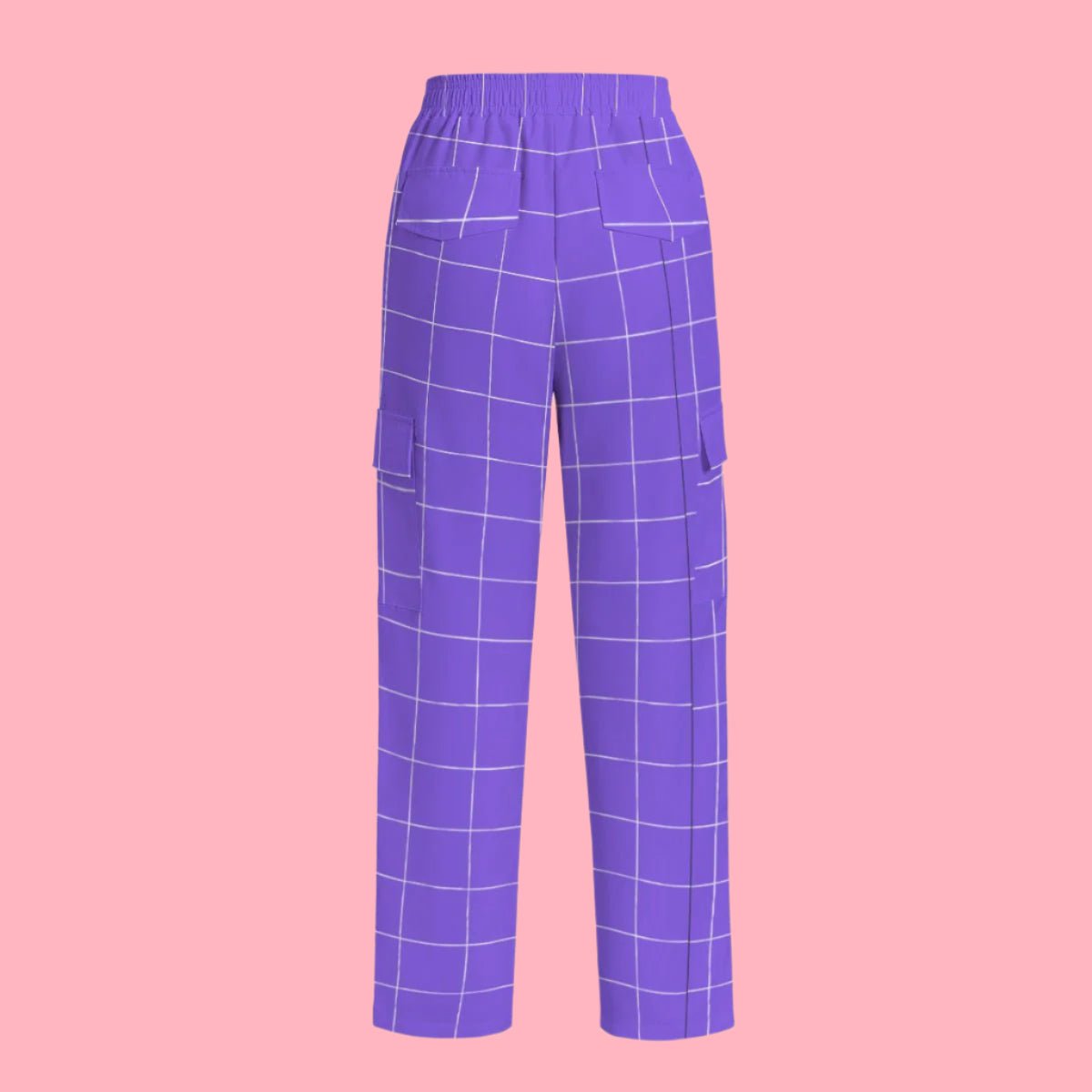 Checkered Charm Purple Women's Cargo Pants - pants - Totally Bri LLC