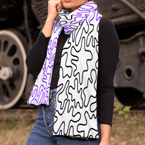 Abstract Purple Maze Patterned | Breathable Velvet Scarf - scarf - Totally Bri LLC