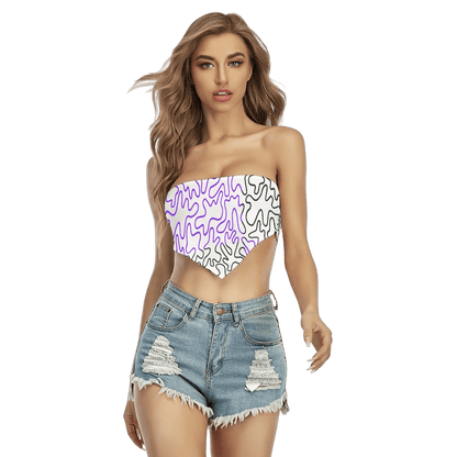 Abstract Purple Maze Patterned Women's Triangle Tube Top - Totally Bri LLC