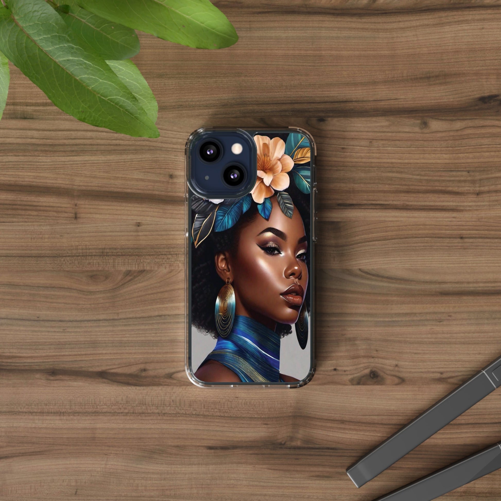 Beauty In Full Bloom | Black Girl Art | Clear Phone Case - Totally Bri LLC