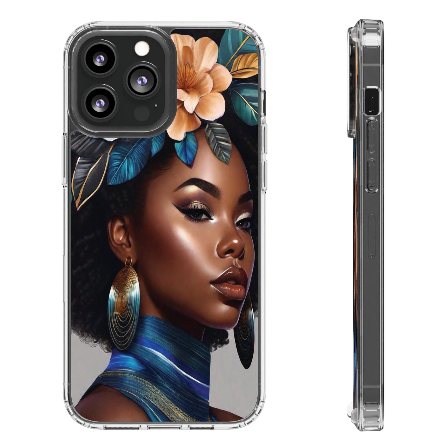 Beauty In Full Bloom | Black Girl Art | Clear Phone Case - Totally Bri LLC