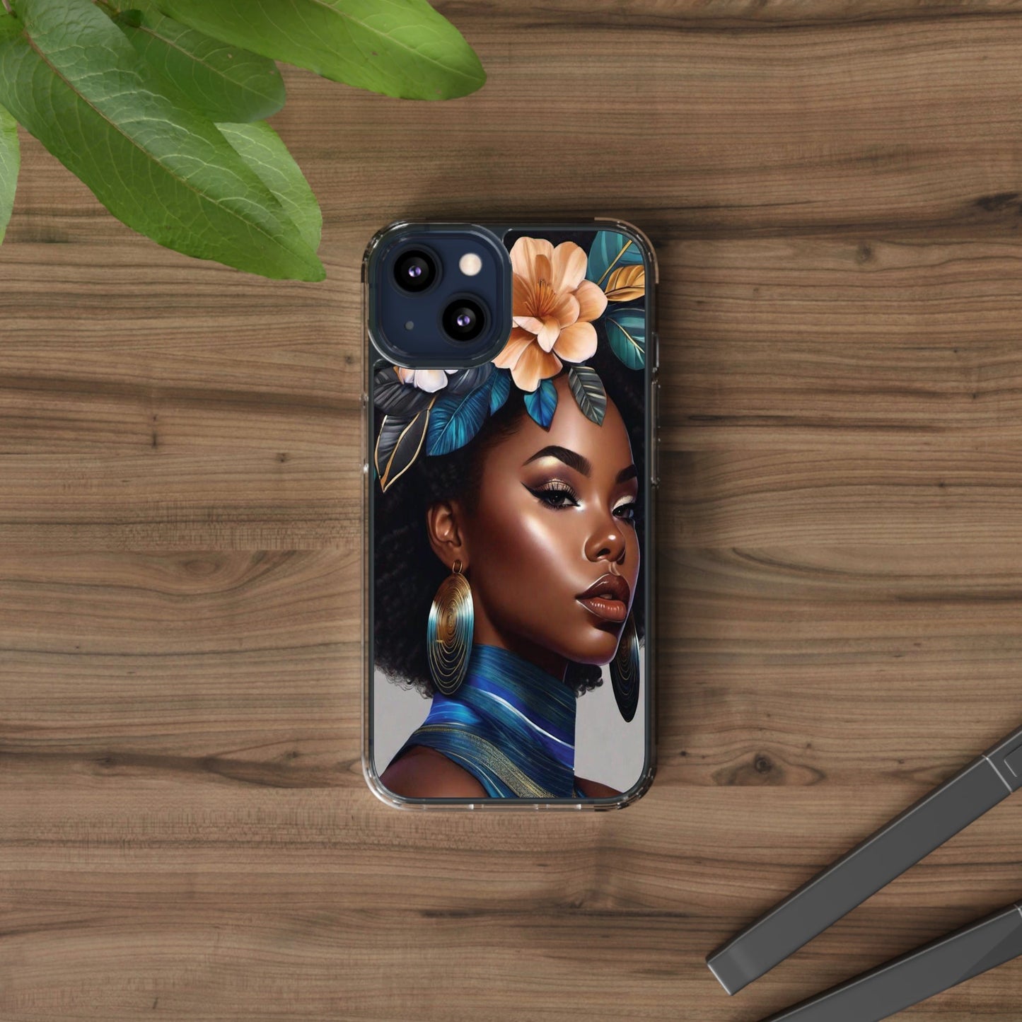 Beauty In Full Bloom | Black Girl Art | Clear Phone Case - Totally Bri LLC