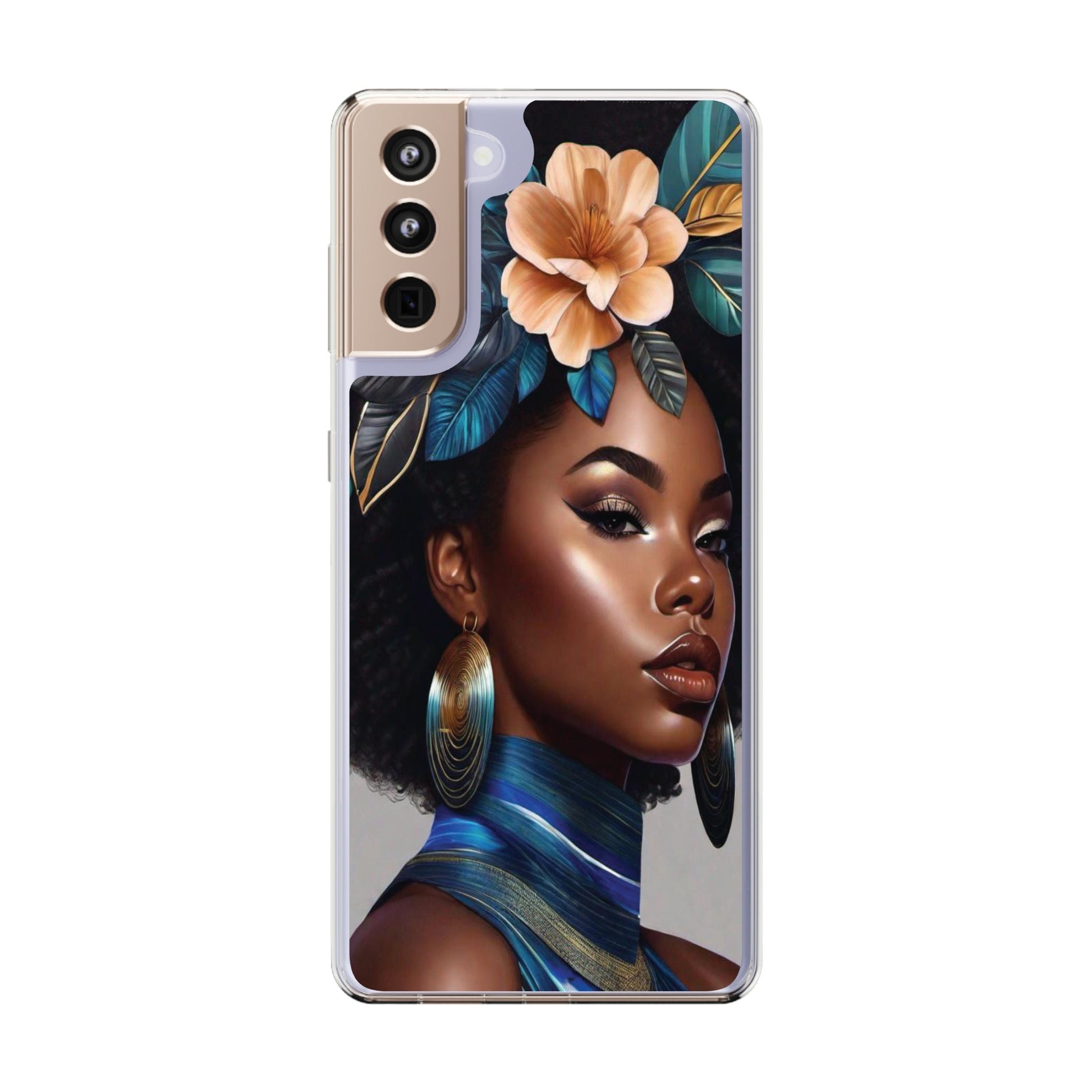 Beauty In Full Bloom | Black Girl Art | Clear Phone Case - Totally Bri LLC