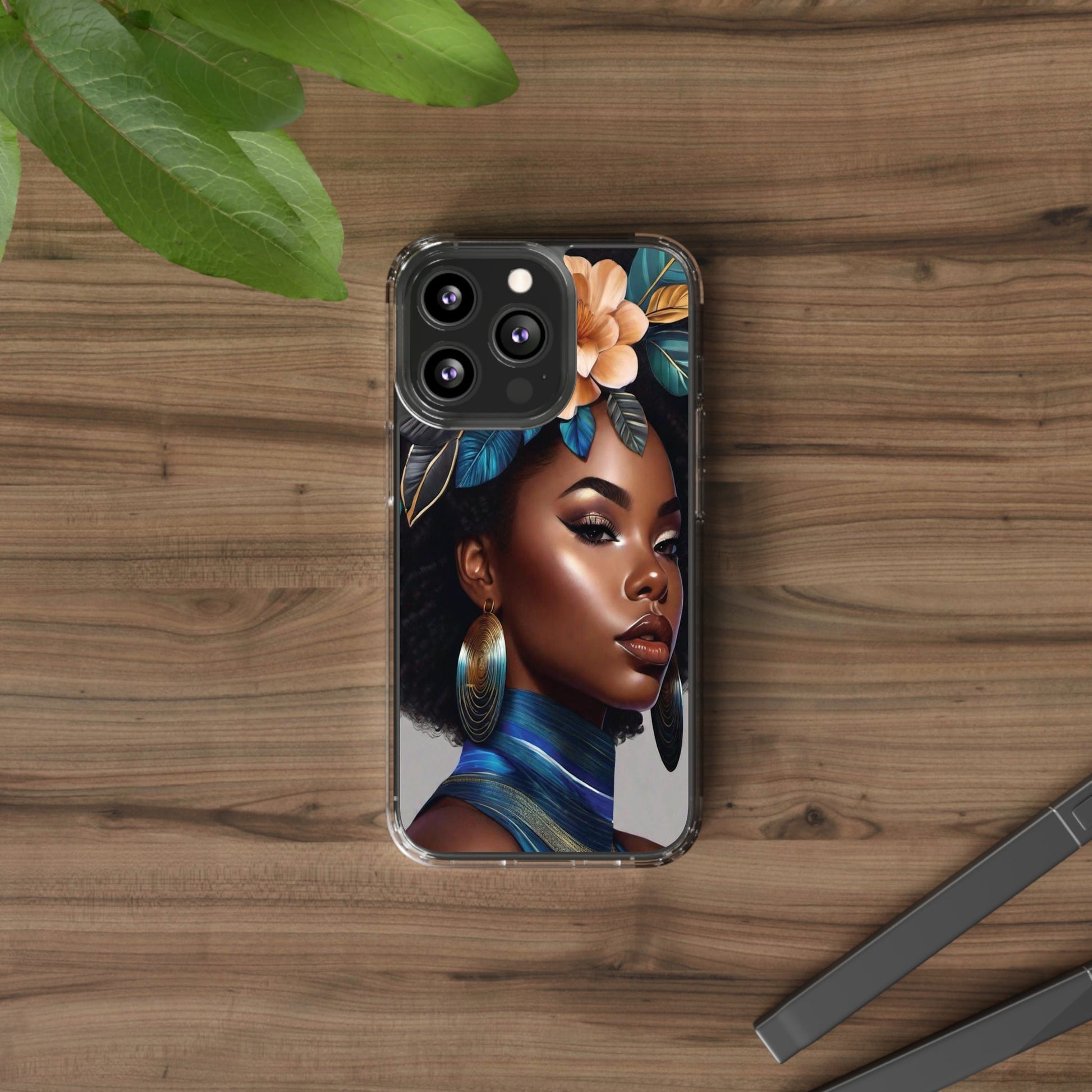 Beauty In Full Bloom | Black Girl Art | Clear Phone Case - Totally Bri LLC