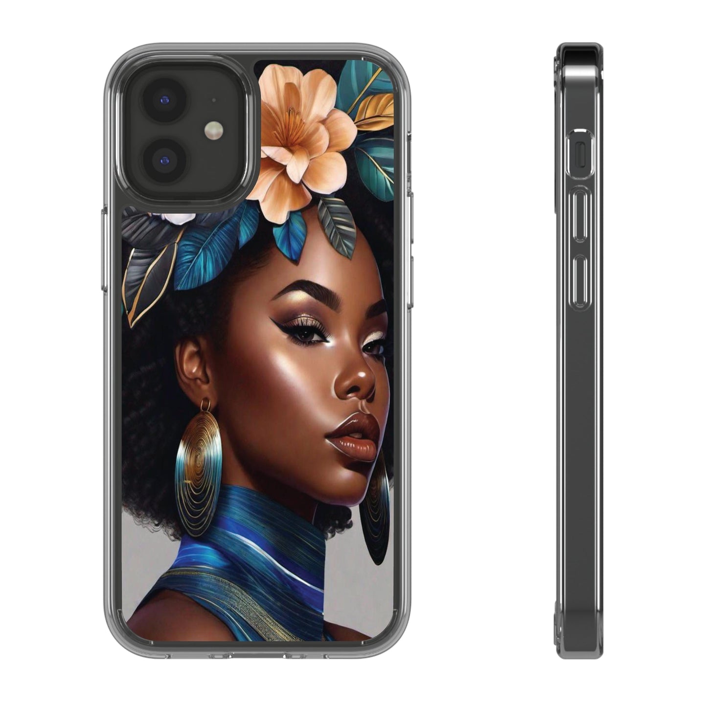 Beauty In Full Bloom | Black Girl Art | Clear Phone Case - Totally Bri LLC