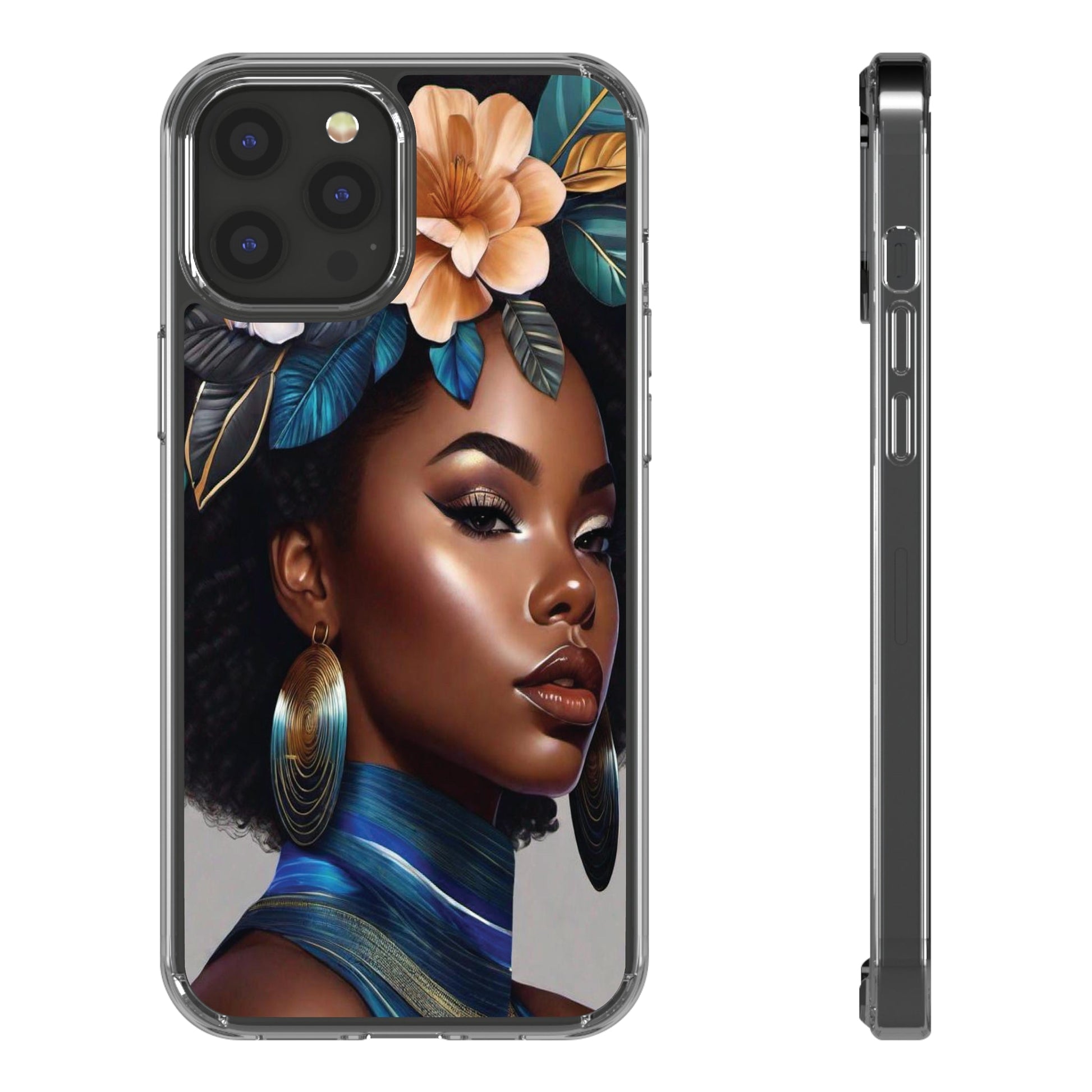 Beauty In Full Bloom | Black Girl Art | Clear Phone Case - Totally Bri LLC