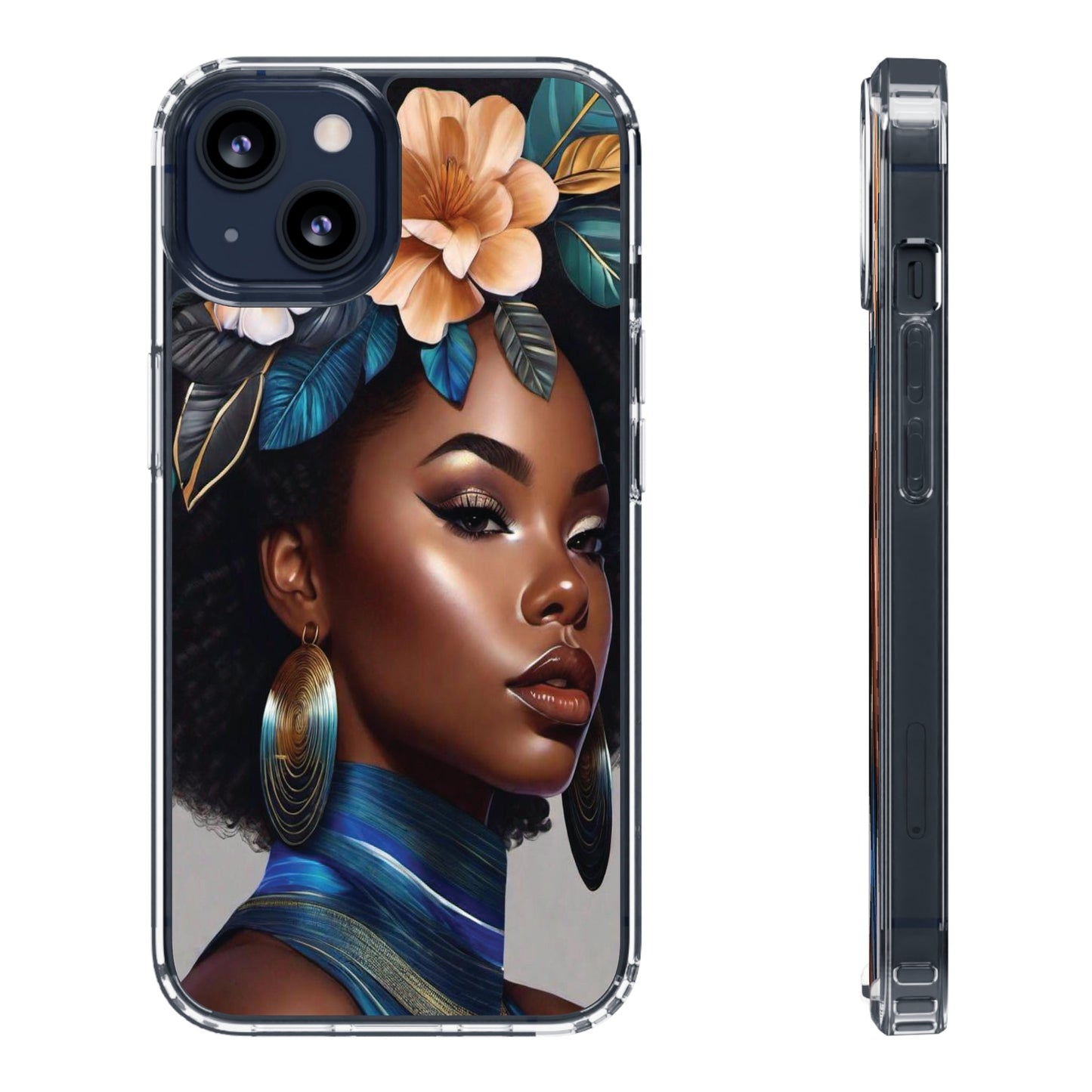 Beauty In Full Bloom | Black Girl Art | Clear Phone Case - Totally Bri LLC