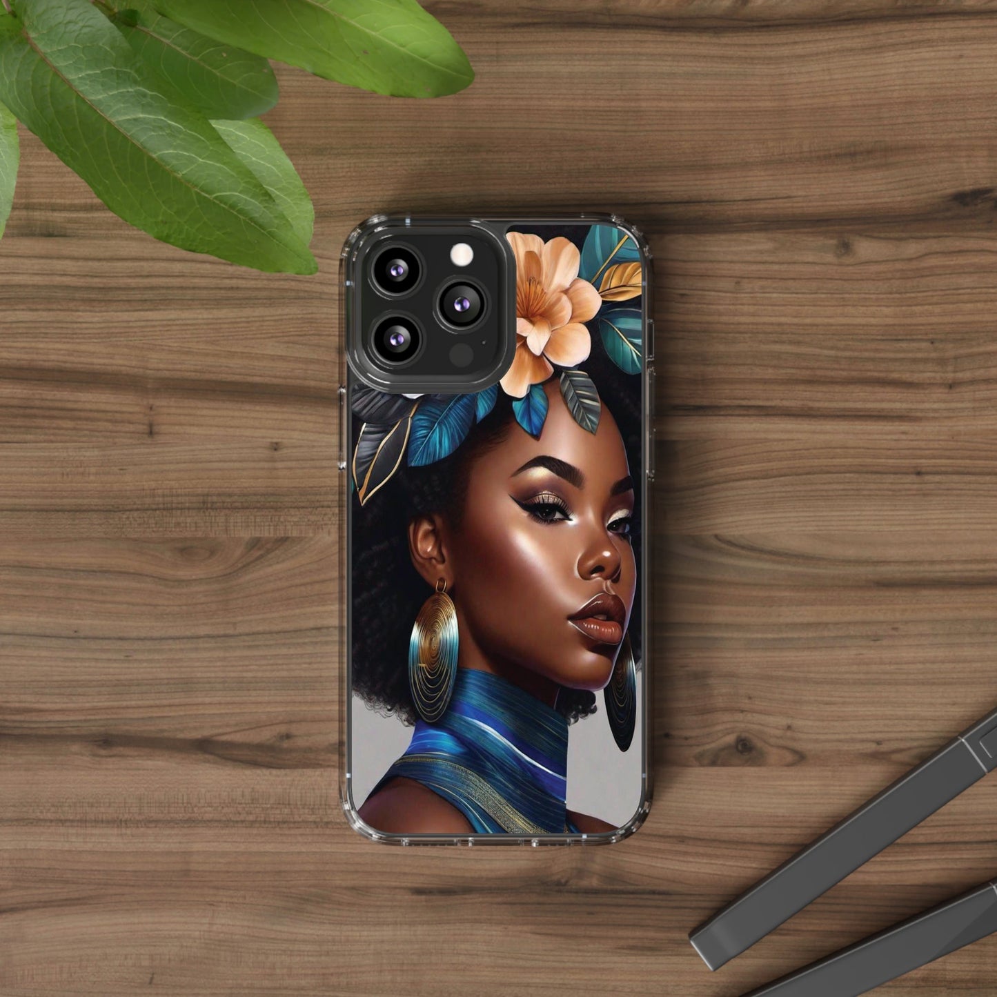 Beauty In Full Bloom | Black Girl Art | Clear Phone Case - Totally Bri LLC