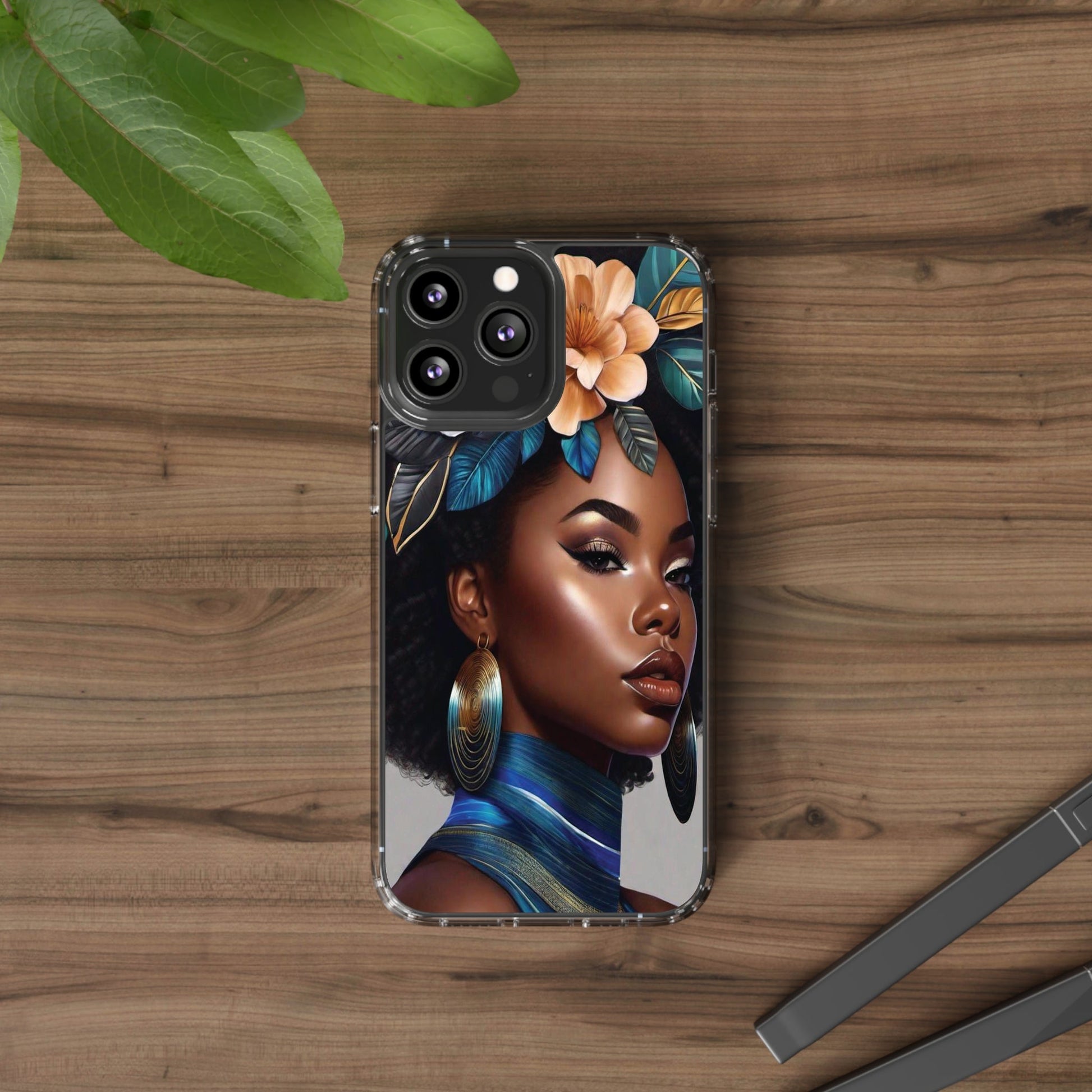 Beauty In Full Bloom | Black Girl Art | Clear Phone Case - Totally Bri LLC