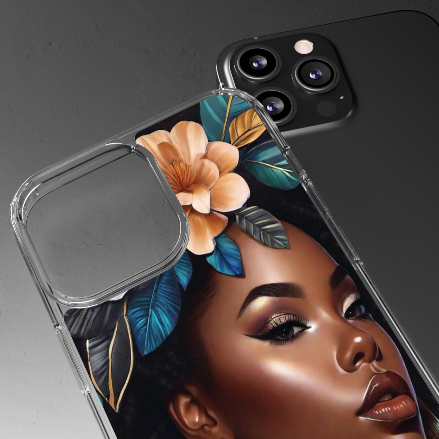 Beauty In Full Bloom | Black Girl Art | Clear Phone Case - Totally Bri LLC