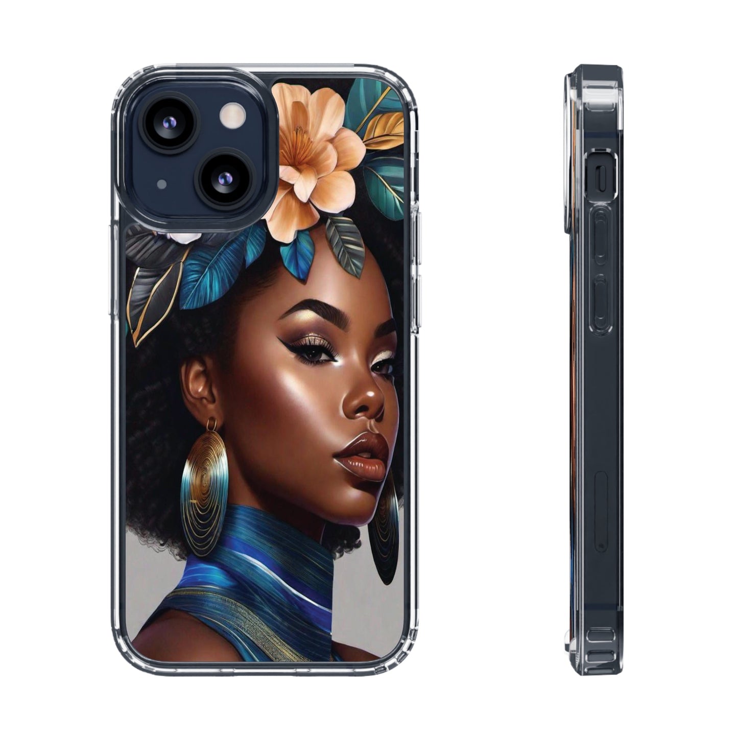 Beauty In Full Bloom | Black Girl Art | Clear Phone Case - Totally Bri LLC