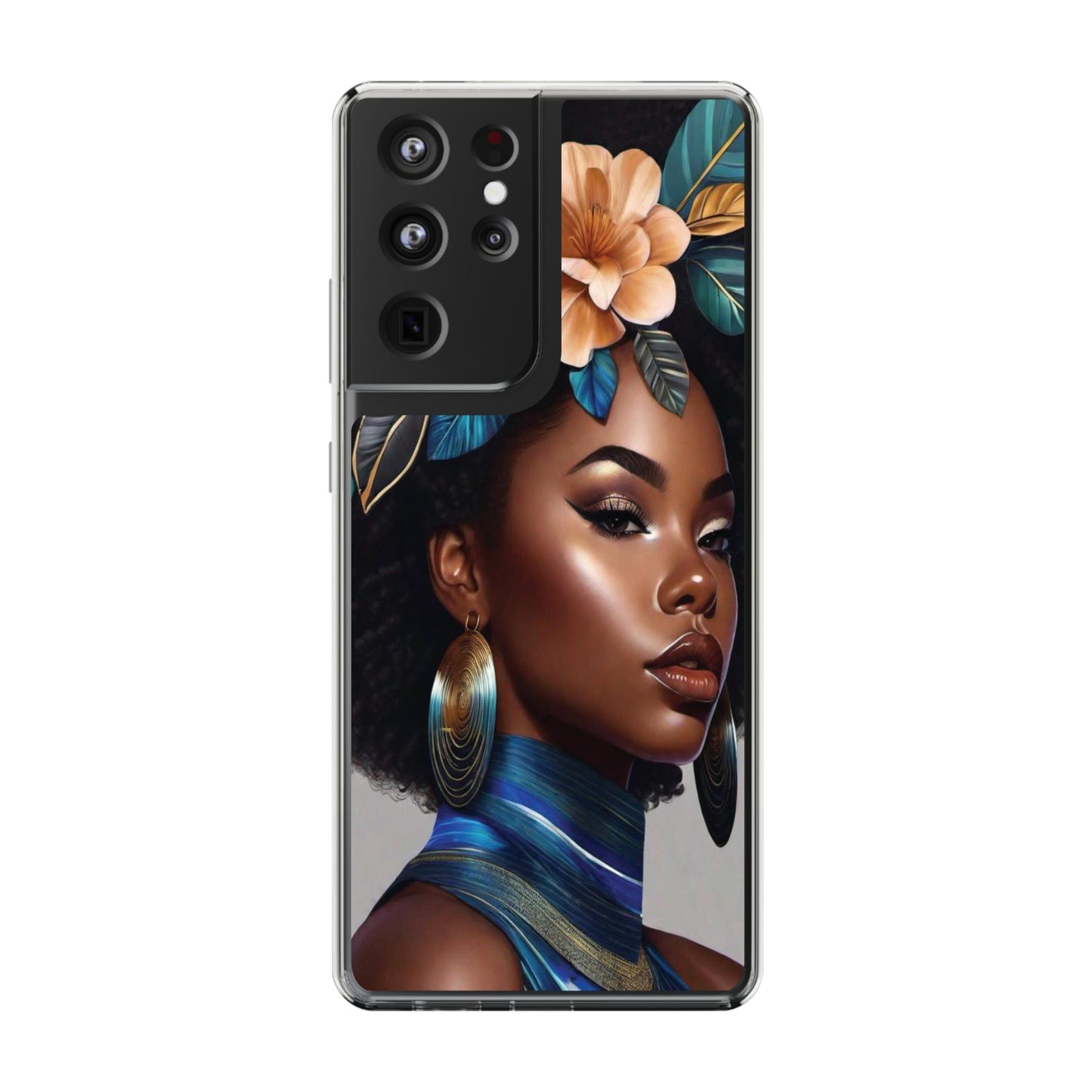 Beauty In Full Bloom | Black Girl Art | Clear Phone Case - Totally Bri LLC