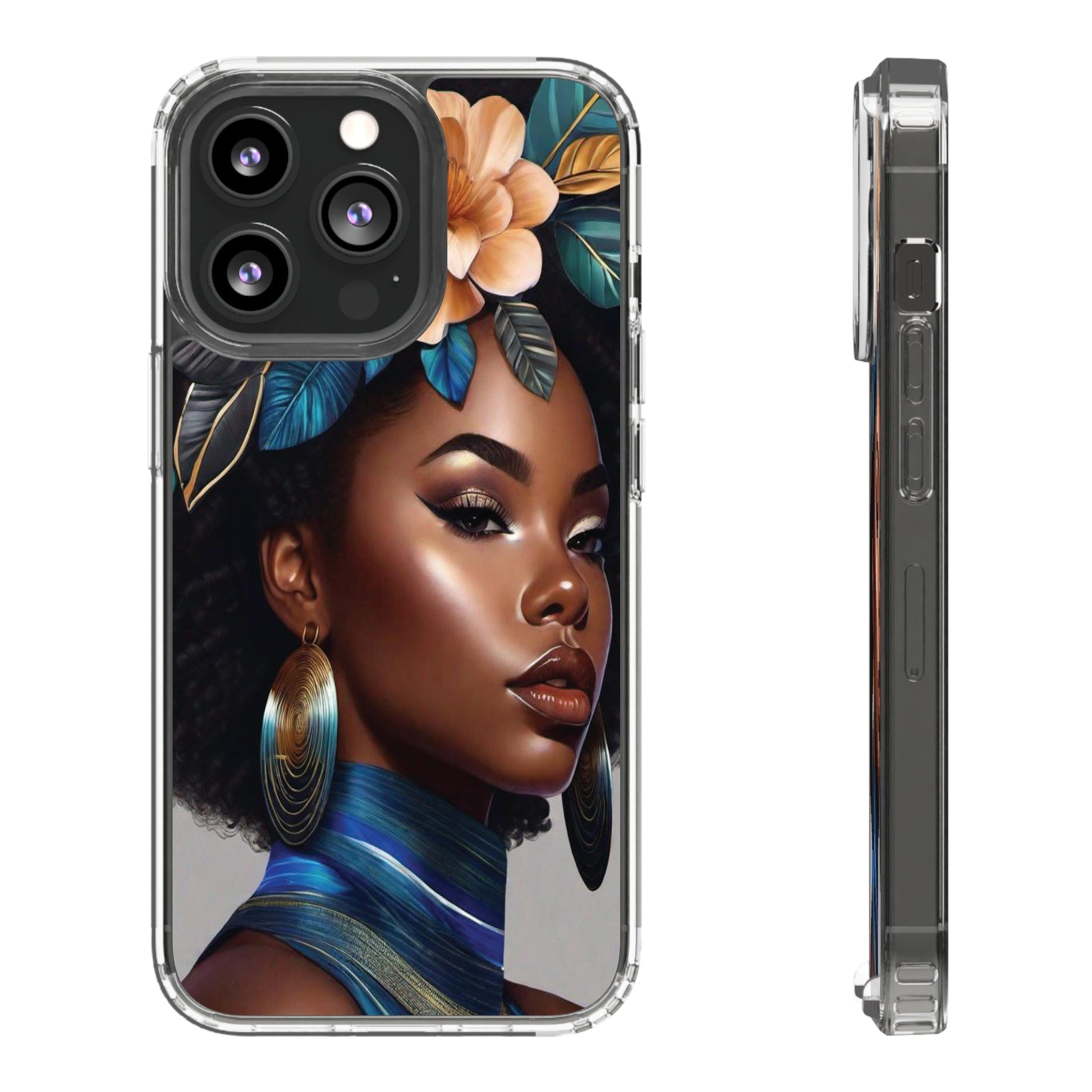 Beauty In Full Bloom | Black Girl Art | Clear Phone Case - Totally Bri LLC