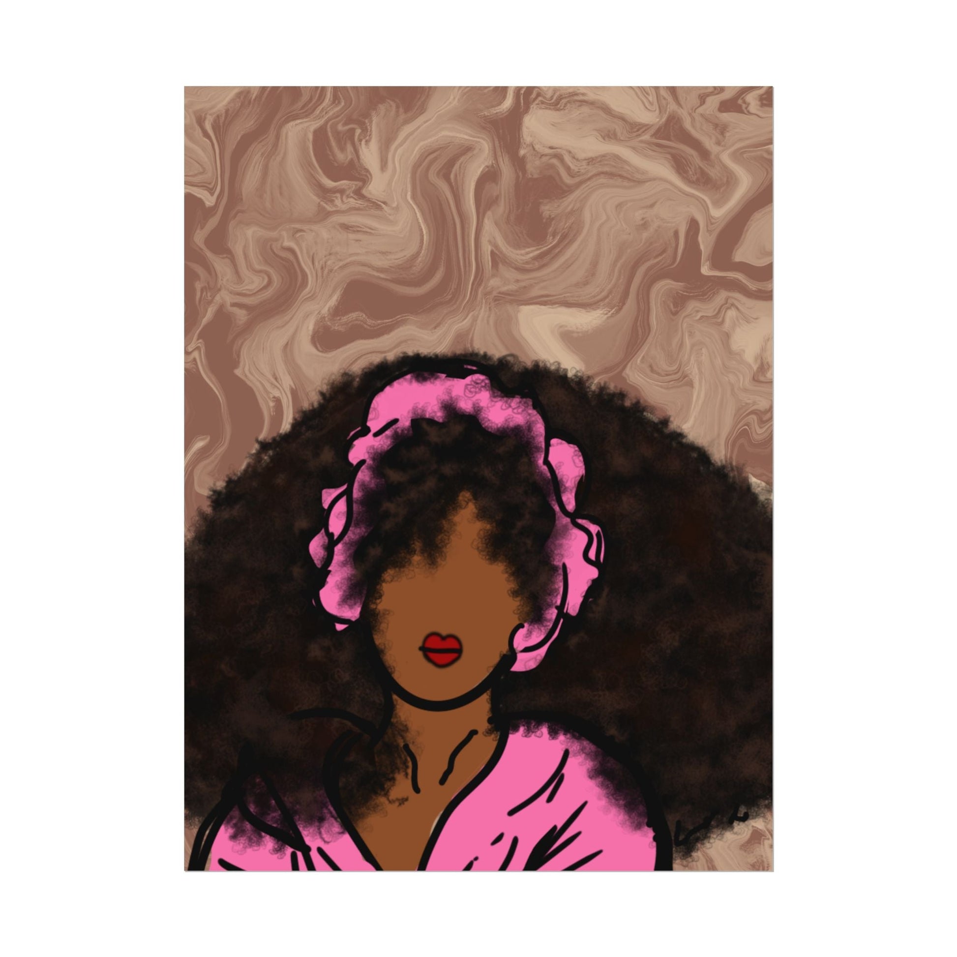 Black Girl with Curly Hair Cartoon Graphic Poster - Totally Bri LLC