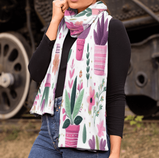 Botanical Bliss Wrap Warm Breathable Velvet Scarf - scarf - Totally Bri LLC