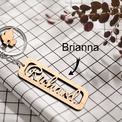 Custom Name Keychain | Fashionable Wood Decoration | Style 2 - Keychain - Totally Bri LLC