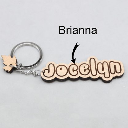 Custom Name Keychain | Fashionable Wood Decoration | Style 2 - Keychain - Totally Bri LLC