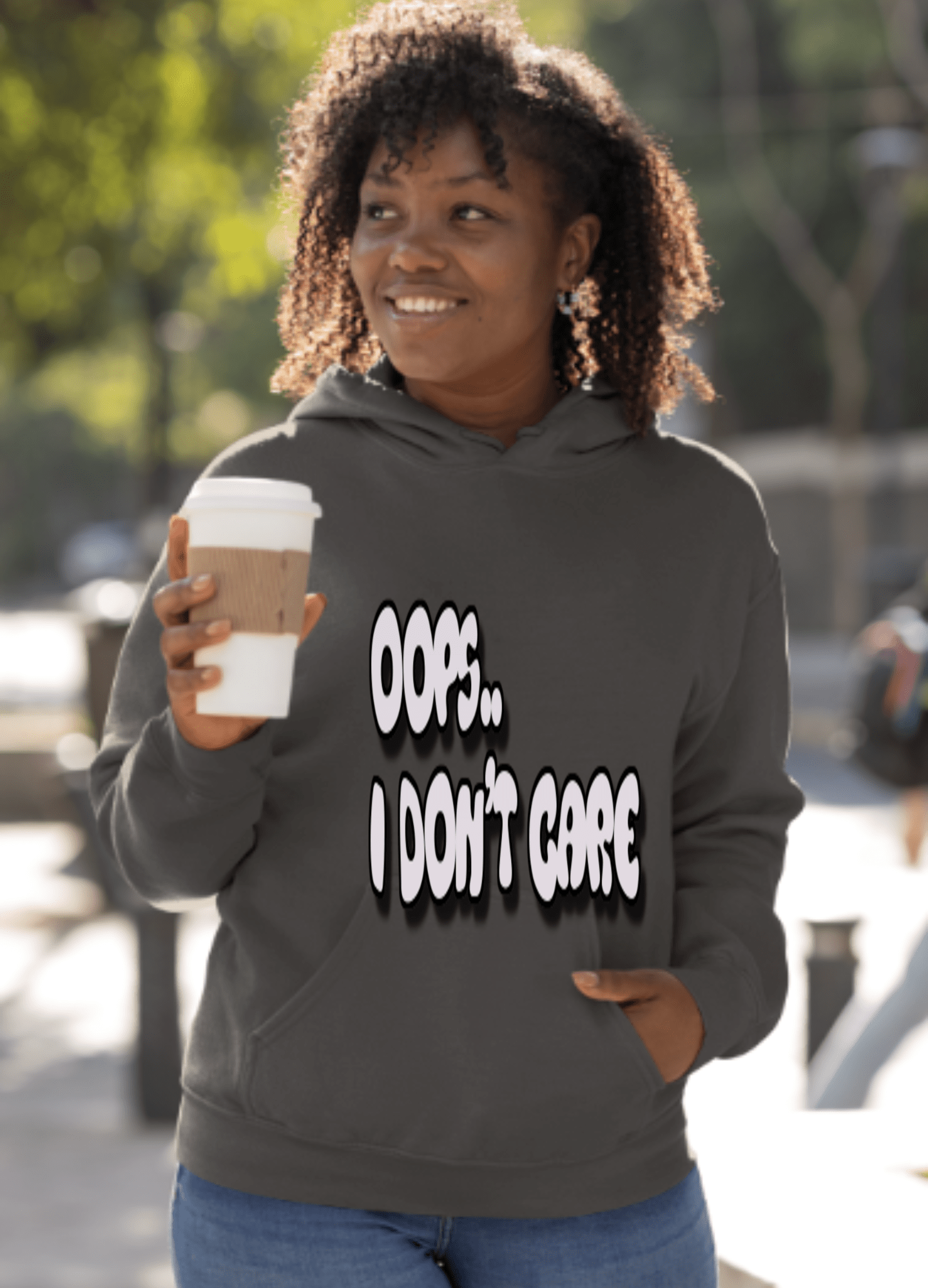 Don't Care | Gray Print | Unisex Hoodie - Totally Bri LLC