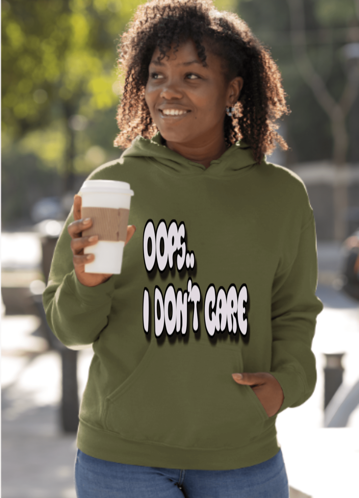 Don't Care | Gray Print | Unisex Hoodie - Totally Bri LLC