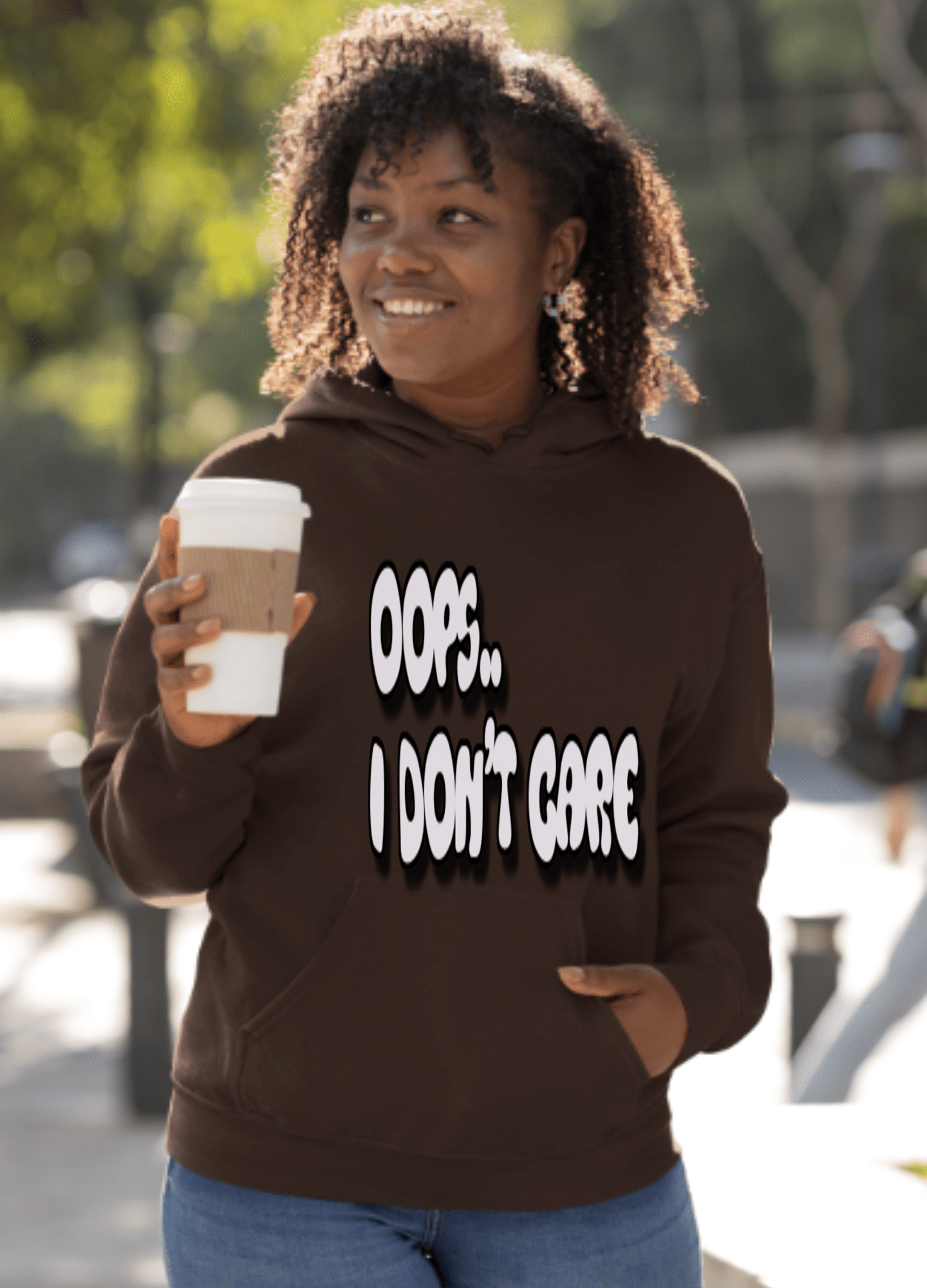 Don't Care | Gray Print | Unisex Hoodie - Totally Bri LLC