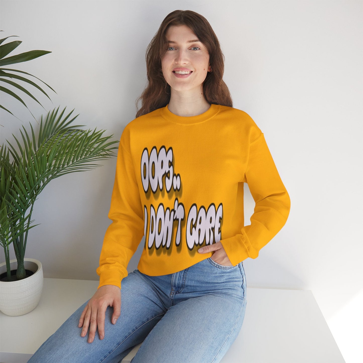 Oops… I Don’t Care Funny Quote Sweatshirt | Gray Print - Totally Bri LLC