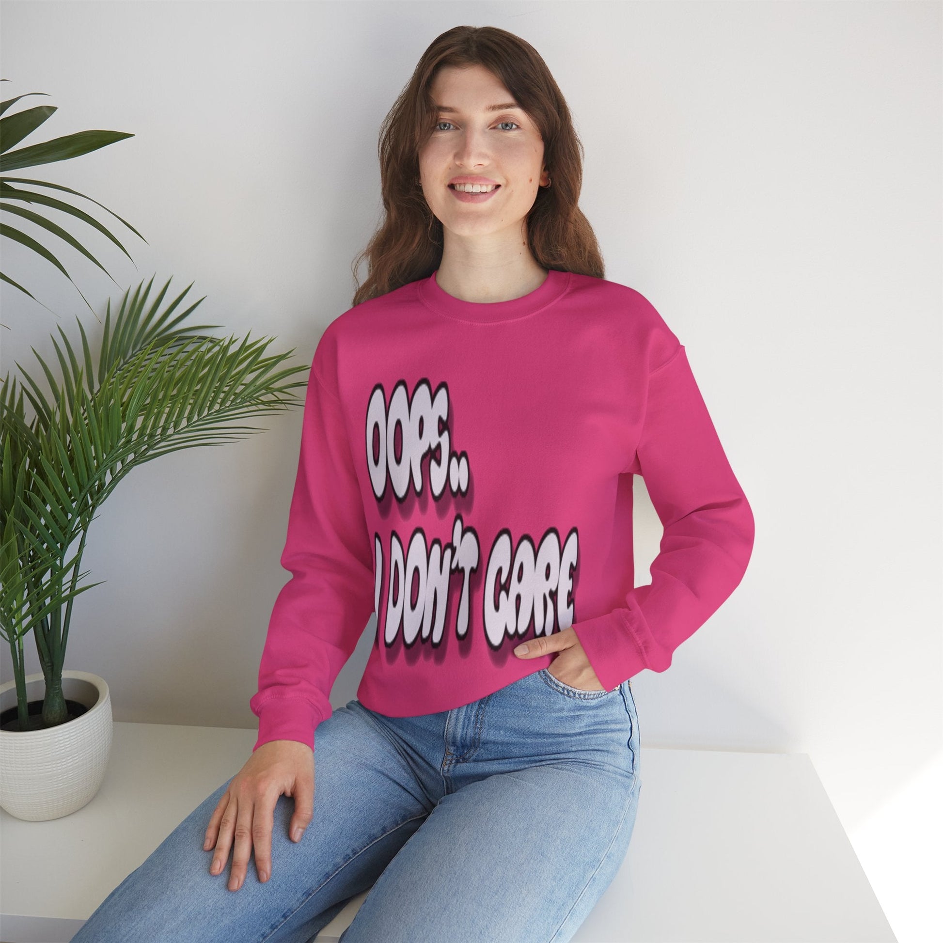 Oops… I Don’t Care Funny Quote Sweatshirt | Gray Print - Totally Bri LLC