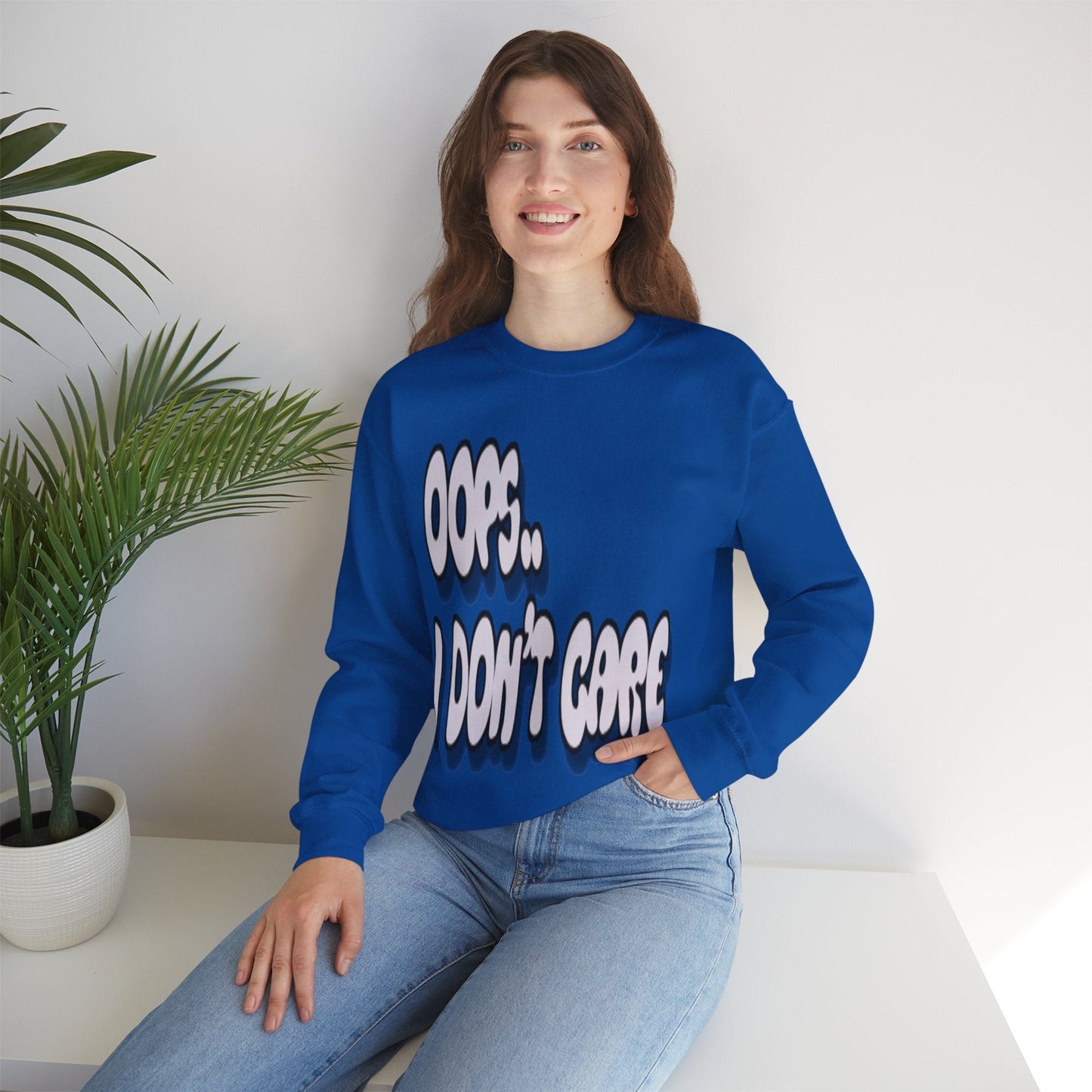 Oops… I Don’t Care Funny Quote Sweatshirt | Gray Print - Totally Bri LLC