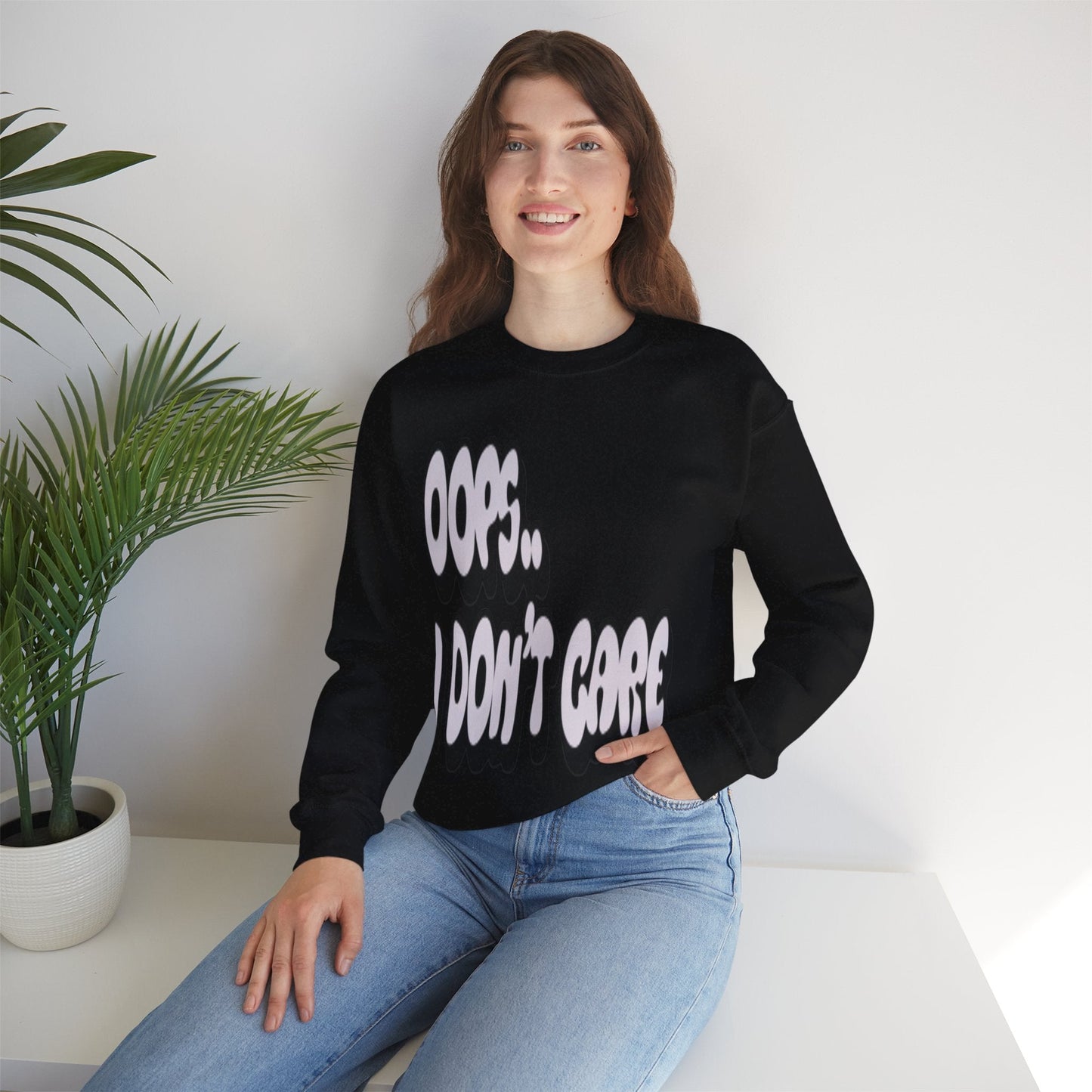 Oops… I Don’t Care Funny Quote Sweatshirt | Gray Print - Totally Bri LLC