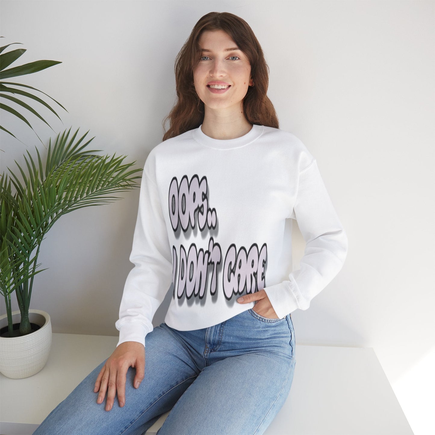 Oops… I Don’t Care Funny Quote Sweatshirt | Gray Print - Totally Bri LLC