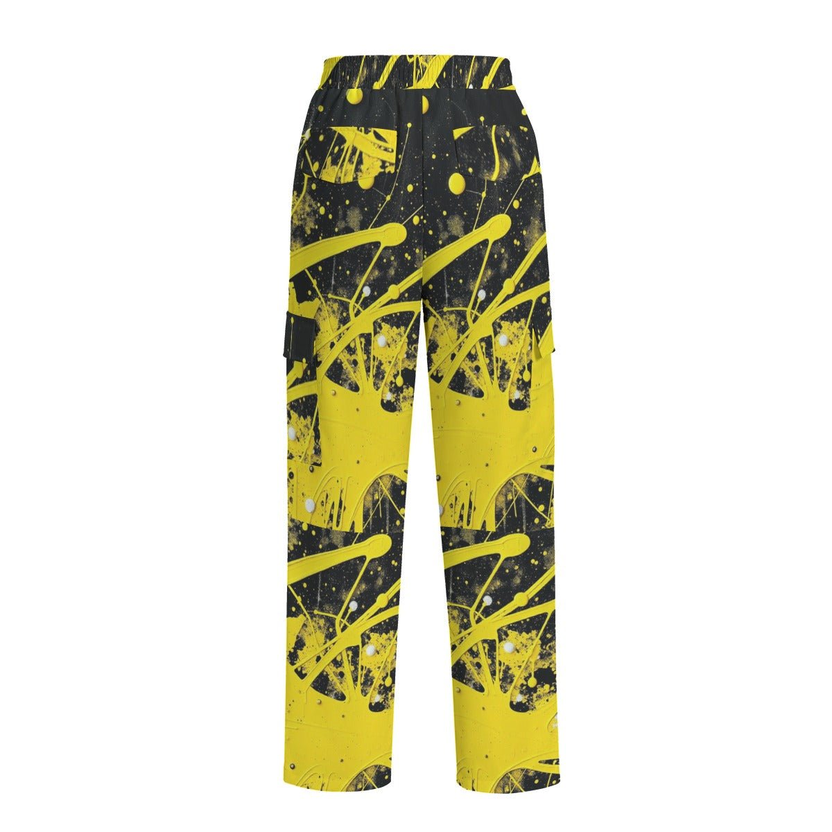 Splatter Chic Yellow and Black Women's Cargo Pants - Totally Bri LLC