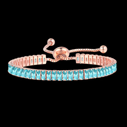 Totally Bri Women's Rose Gold Bracelet with Customizable Crystal Birthstone - bracelet - Totally Bri LLC