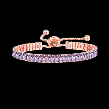 Totally Bri Women's Rose Gold Bracelet with Customizable Crystal Birthstone - bracelet - Totally Bri LLC