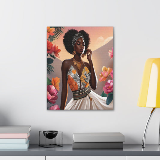 Afro Flora | Black Girl Art | Canvas Wraps - Canvas - Totally Bri LLC