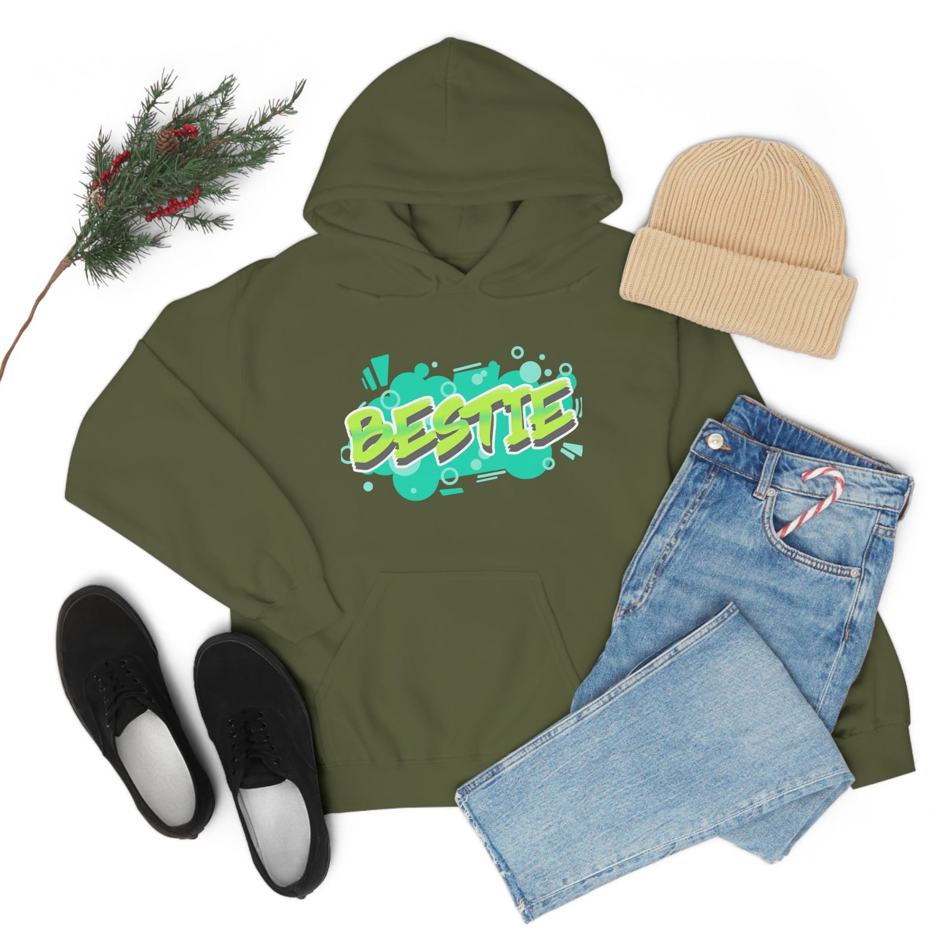 Bestie Green Print | Unisex Hoodie - Totally Bri LLC