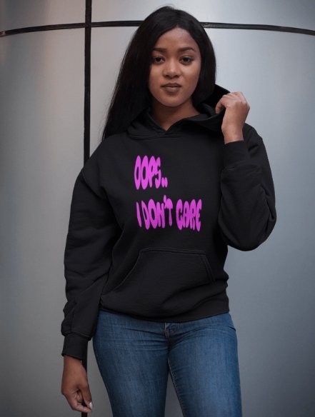 Don't Care | Pink Print | Unisex Hoodie - Totally Bri LLC