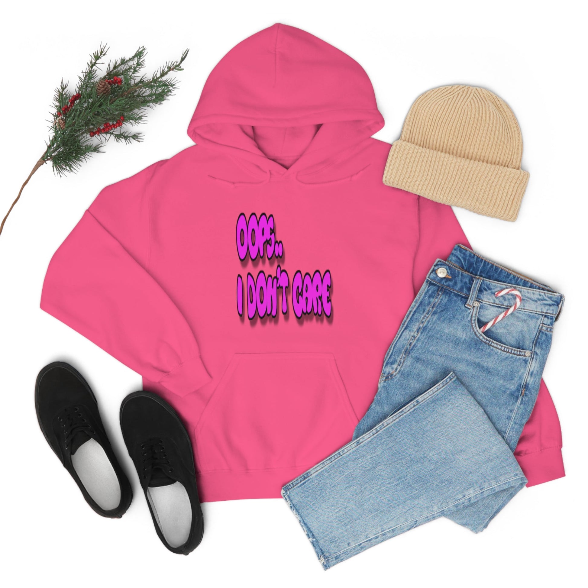 Don't Care | Pink Print | Unisex Hoodie - Totally Bri LLC