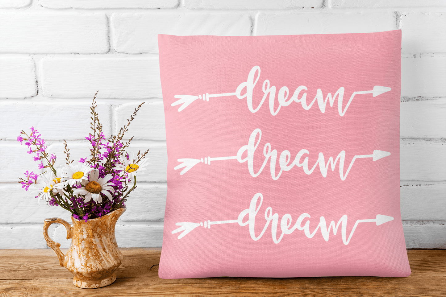 Dream | Square Pillow | Pink - Totally Bri LLC