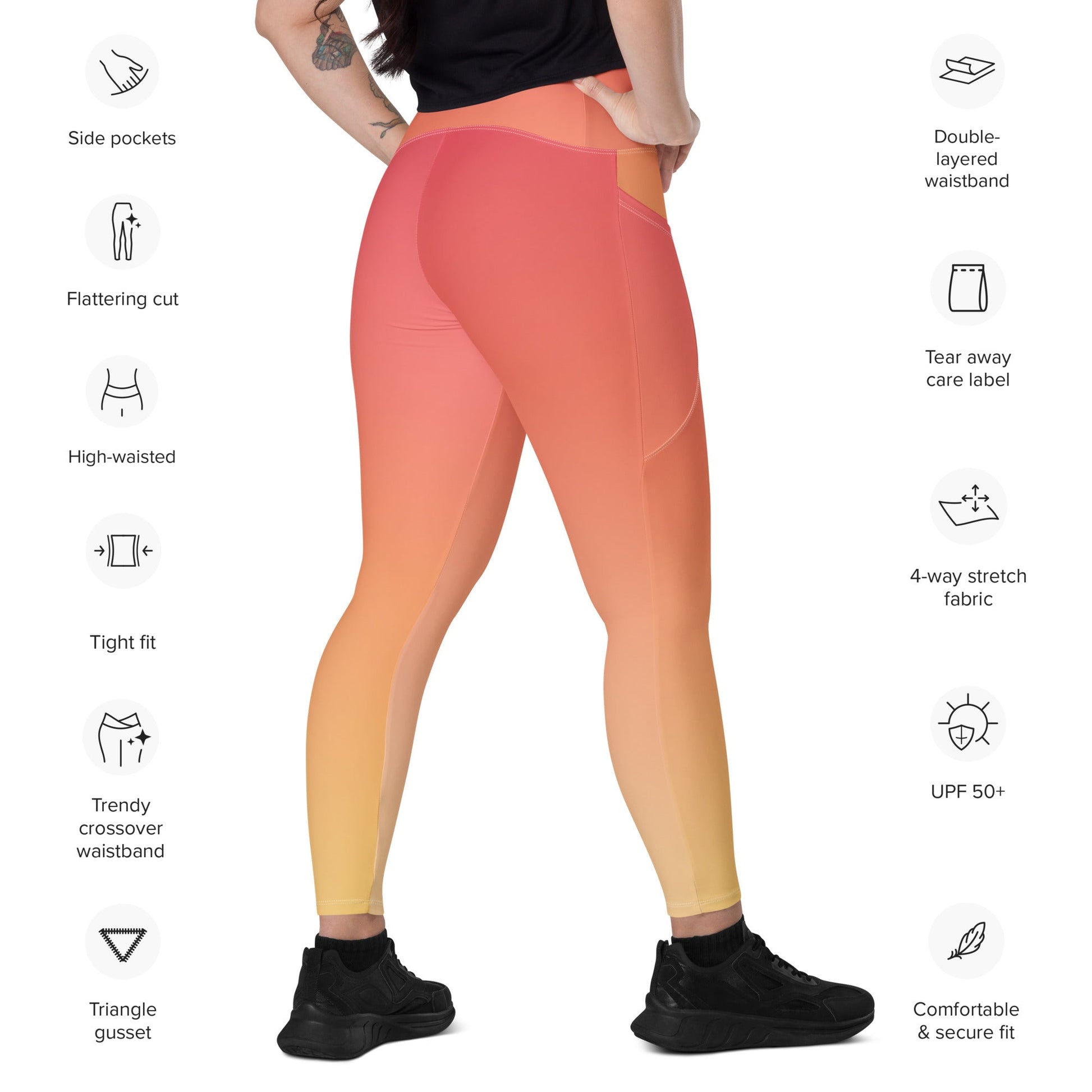 Gradient Peach | Leggings w/ Pockets - Totally Bri LLC