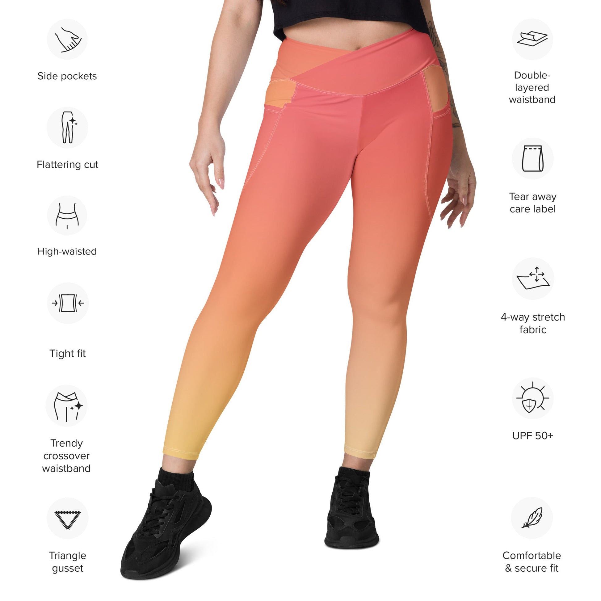 Gradient Peach | Leggings w/ Pockets - Totally Bri LLC