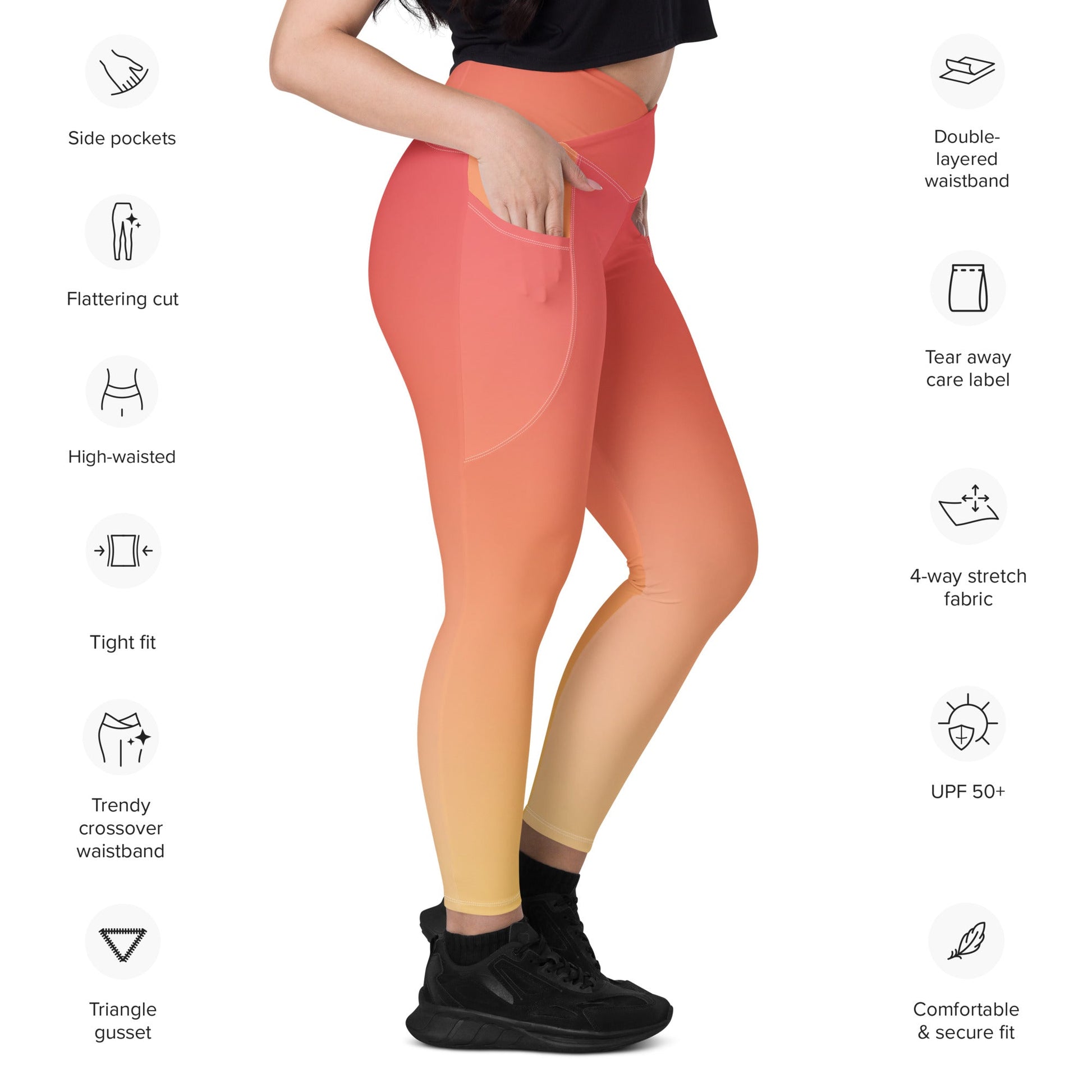 Gradient Peach | Leggings w/ Pockets - Totally Bri LLC